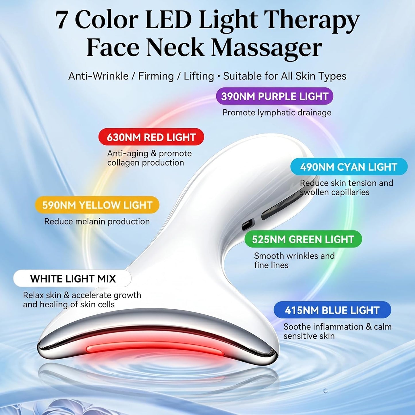 LED Red Light Therapy Face & Neck Massager
