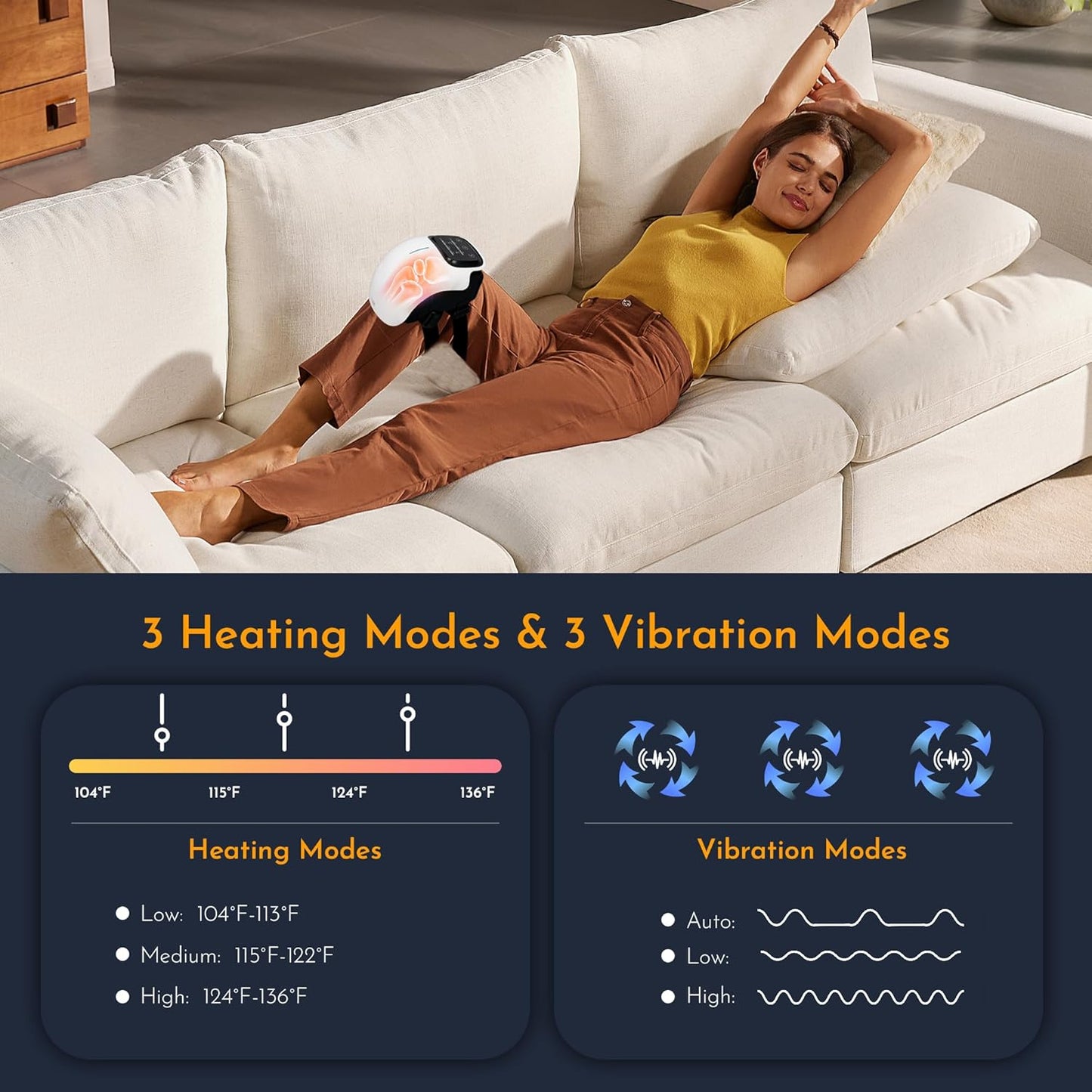 Knee Massager Smart for Pain Relief with Heat and Red Light Therapy, 2026 Updated Edition, Relax Tight Muscles