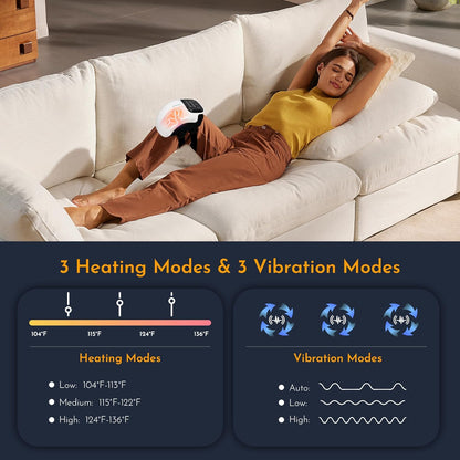 Knee Massager Smart for Pain Relief with Heat and Red Light Therapy, 2026 Updated Edition, Relax Tight Muscles