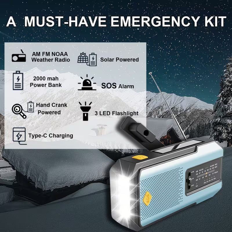 Battery Packup , Solar Charge , 3 LED Flash , Radio FM