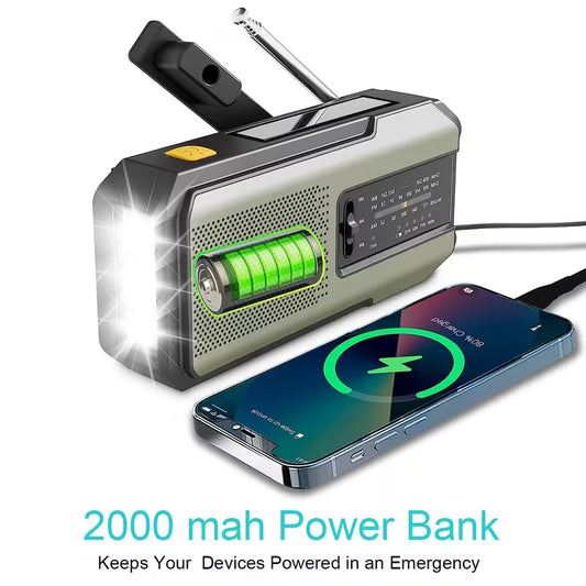 Battery Packup , Solar Charge , 3 LED Flash , Radio FM