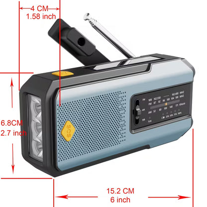 Battery Packup , Solar Charge , 3 LED Flash , Radio FM