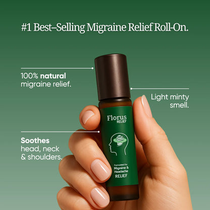 Florus Relief Roll on, Migraine Roll on with Magnesium Glycinate, Lavender, Peppermint, Chamomile for Headache Support